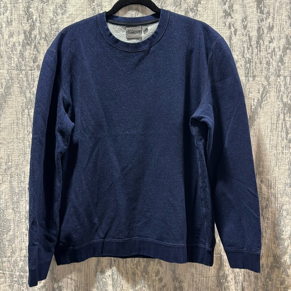 Naked and Famous Indigo French Terry slim crew